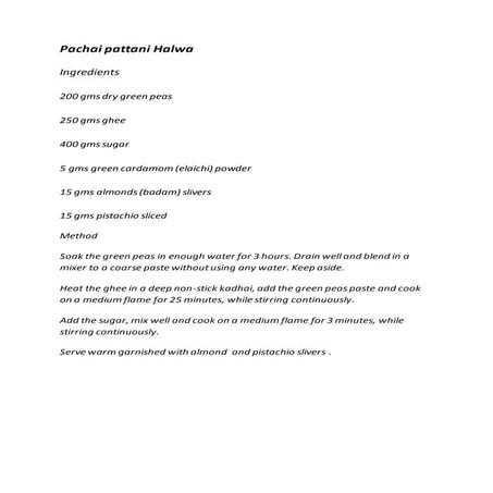 Pachai pattani halwa