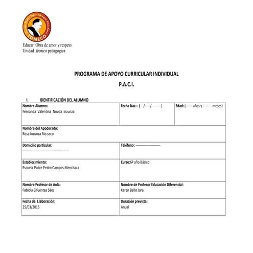Paci modelo 1 | DOCX