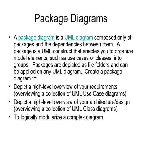 Package diagram description with example