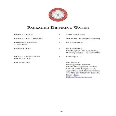 Packaged drinking Water.pdf start up idea