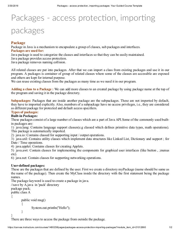 Packages access protection, importing packages