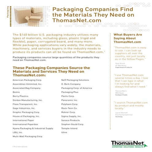Packaging Fact Sheet 2011