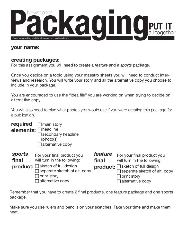 Packaging Project Explanation Sheet