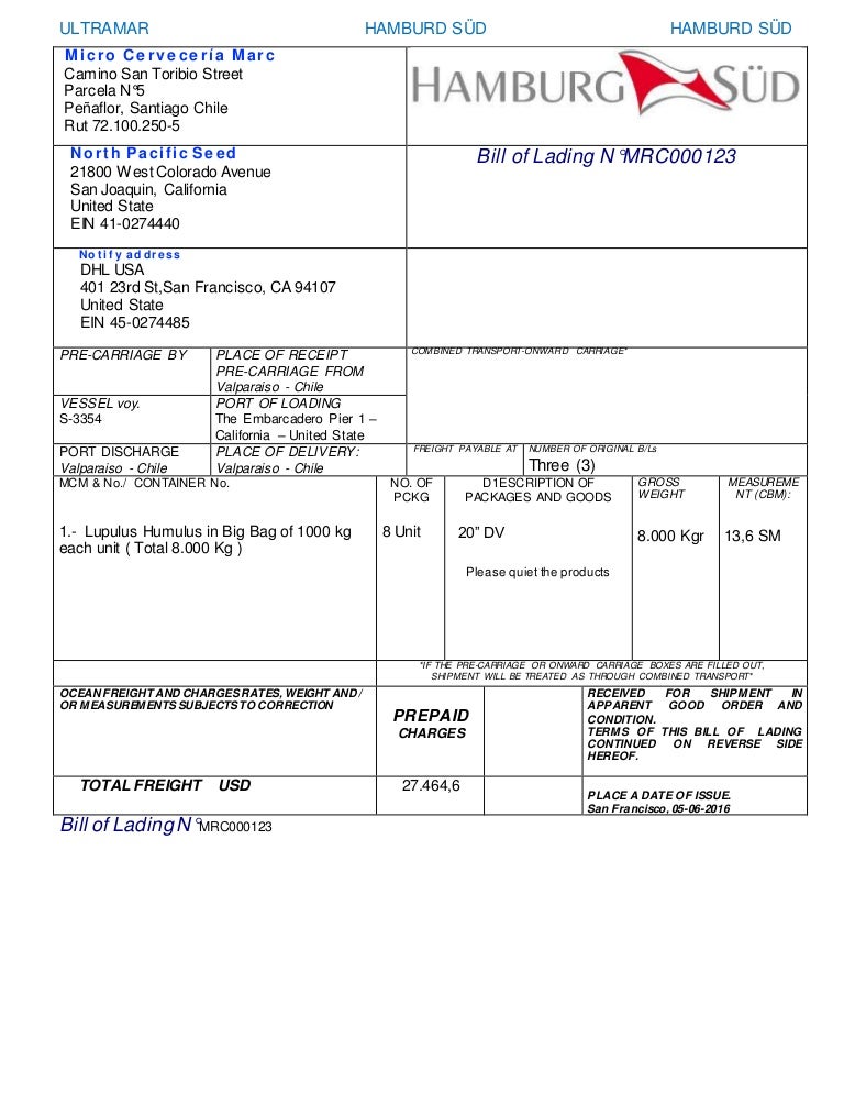 Bill of Lading