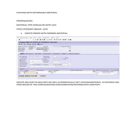 Packing with returnable material (1)