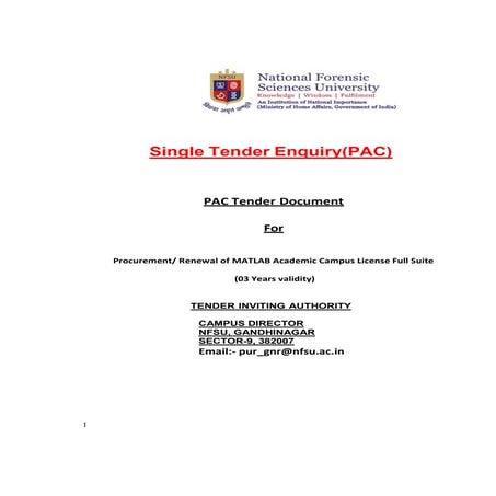 PACMATLAB-121224 nfsu tender detail for india