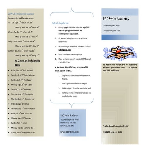 P A C  Swim  Academy Brochure