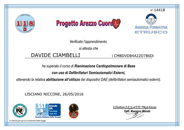 Abilitazione all'utilizzo dei dispositivi DAE