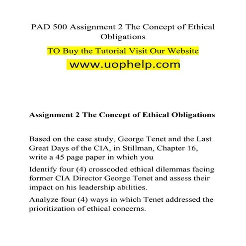 Pad 500 assignment 2 the concept of ethical obligations