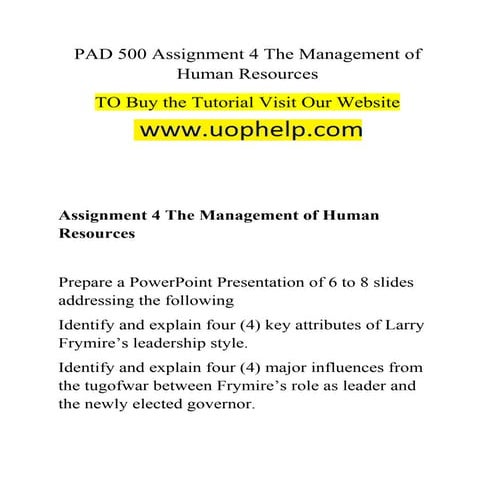 Pad 500 assignment 4 the management of human resources