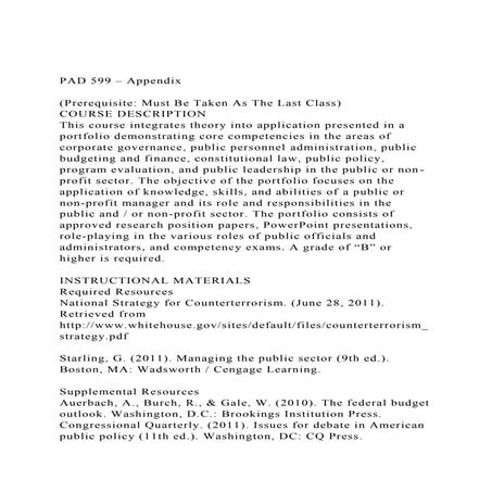PAD 599 – Appendix(Prerequisite Must Be Taken As The Last C.docx