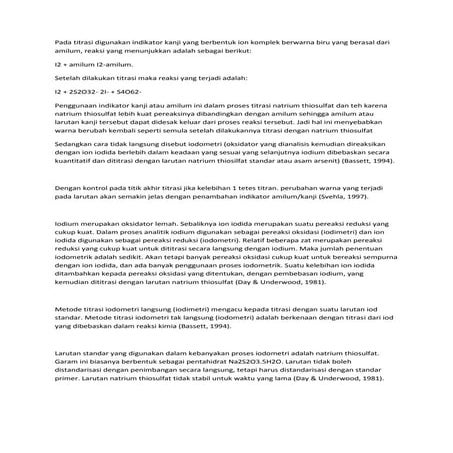 Pada Titrasi Digunakan Indikator Kanji Yang Berbentuk Ion Komplek Berwarna Bi...