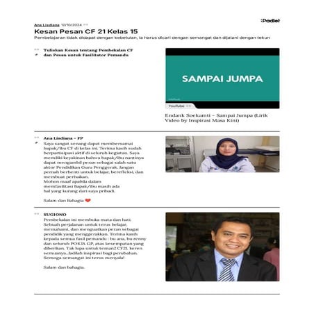 padlet-pesan kesan CF21 Kelas 15.pelatihan fasil | PDF