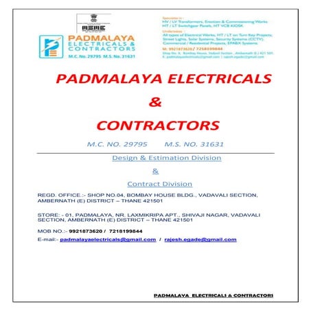 Company profile-Electrical Contractors | PPTX