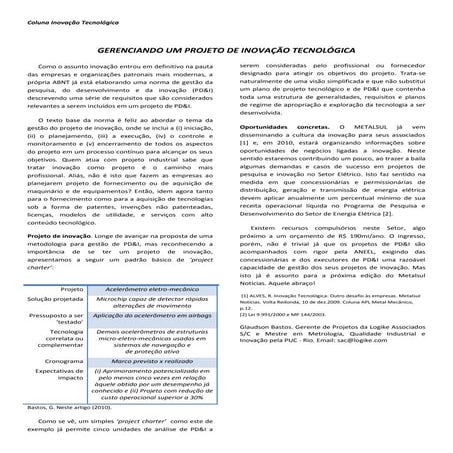 Padrao de inovacao tecnologica