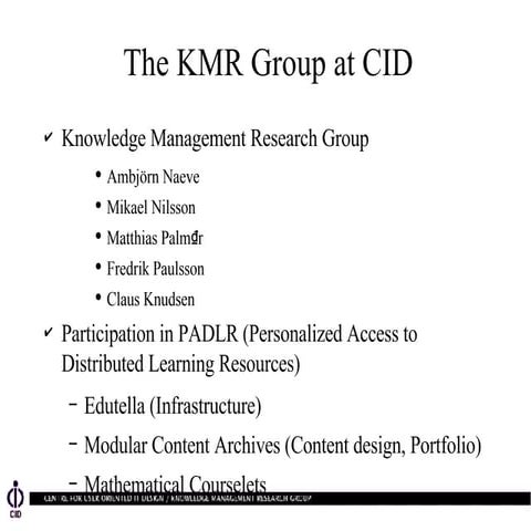 PADRL Presentation 2001-11-03