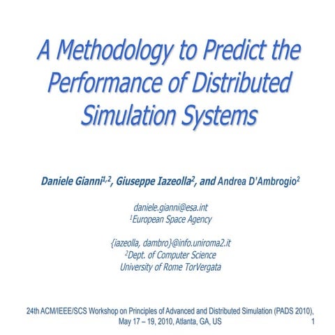 A Methodology to Predict the Performance of Distributed Simulation ...