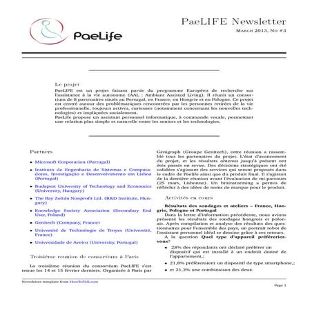 Bulletin PaeLife 3 (Français)