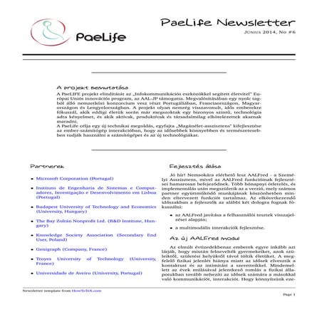 6th PaeLife Newsletter in Hungarian