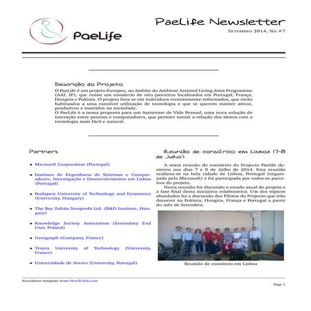 7th PaeLife Newsletter in Portuguese
