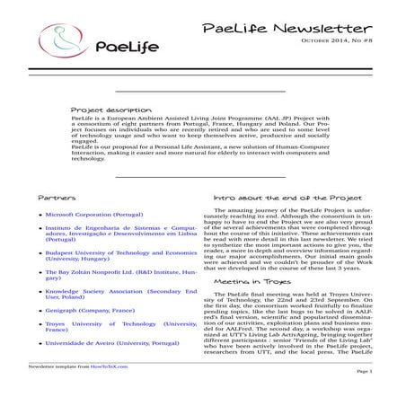 8th PaeLife newsletter