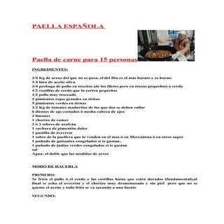 Paella de carne para 15 personas