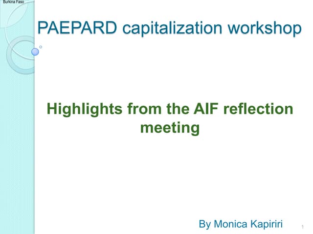 Paepard capitalization workshop