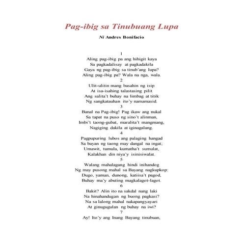 Pag ibig sa Tinubuang Lupa 