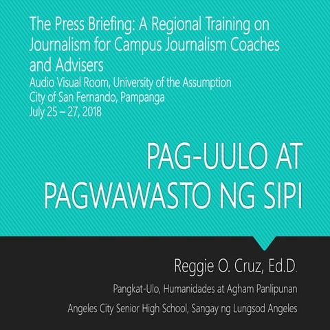 Pag uulo at pagwawasto ng sipi