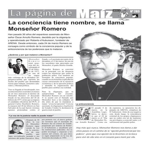 La conciencia tiene nombre se llama Monseñor Romero