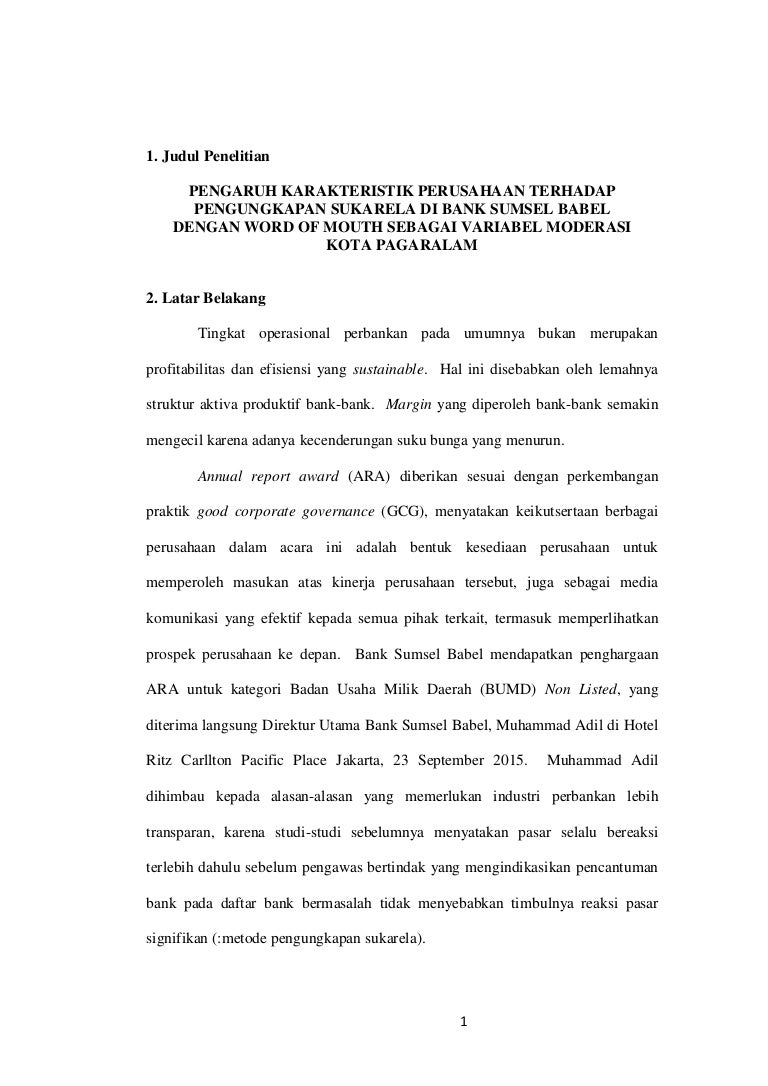PENGARUH KARAKTERISTIK PERUSAHAAN TERHADAP PENGUNGKAPAN SUKARELA DI B…