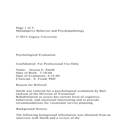 Page 1 of 3 Maladaptive Behavior and Psychopathology ©.docx