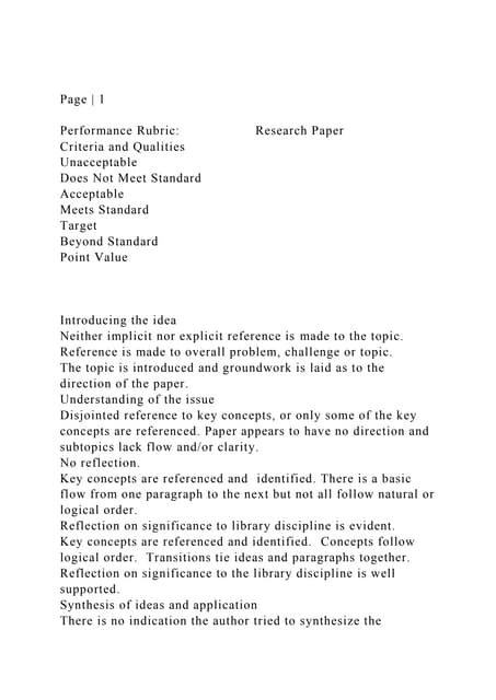 Page  1Performance Rubric                   Research Paper.docx
