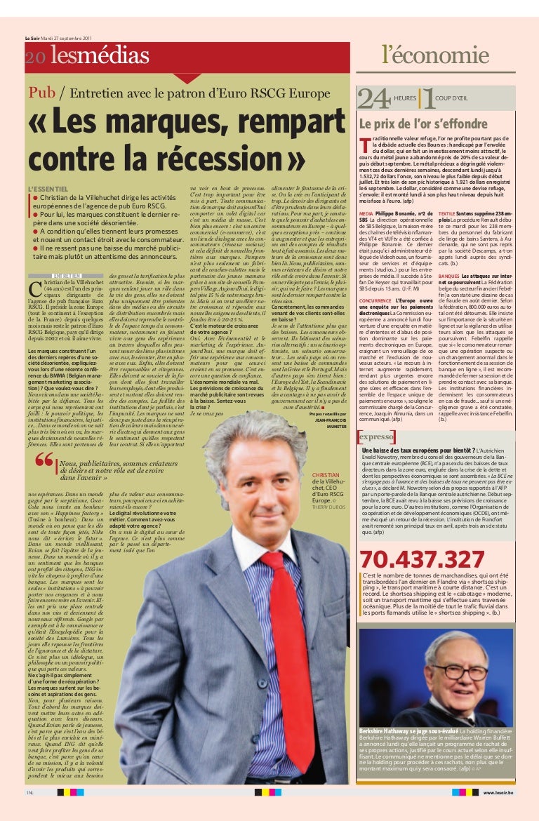 Article Le Soir Les marques, rempart contre la récession