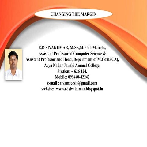 Changing the Margin - R.D.Sivakumar