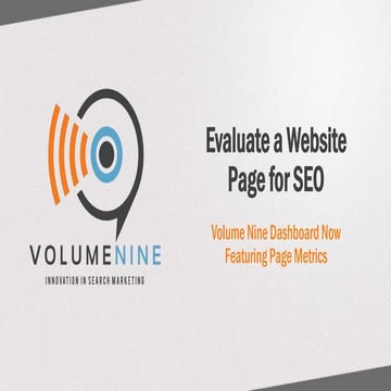 Volume Nine Dashboard Now Featuring Page Metrics