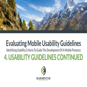 Evaluating Mobile Usability Guidelines: Mobile Usability Guidelines