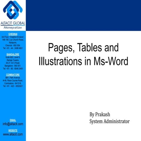 Pages, tables and illustrations | PPTX