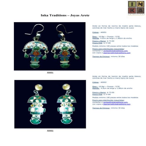 Catalogo de Joyas - Anillos de Inka Traditions | DOCX