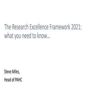 RTP 18-19 - The Research Excellence Framework (REF) 2021