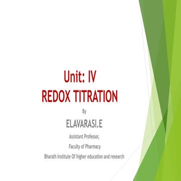 PA I - Redox Titration Pharmaceutical analysis