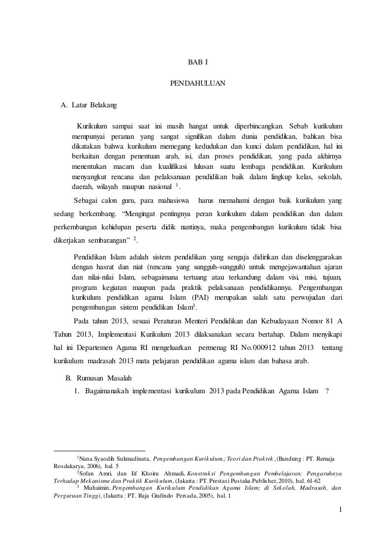 Pendidikan Agama Islam Dalam Kurikulum 2013