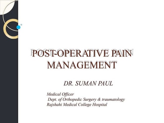 A closer look at Post Op Pain Management For Trauma Surgery