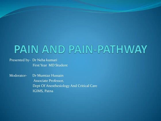 Pathophysiology pain and pain pathways | PPTX