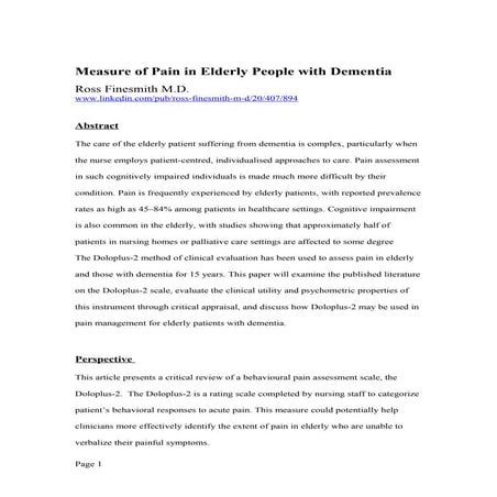 Pain in the elderly. How to better understand and rate it.