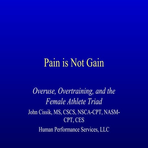 Pain Is Not Gain: Injuries from training