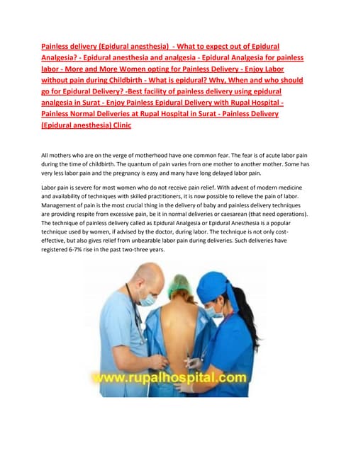 Epidural analgesia for labour | PPT