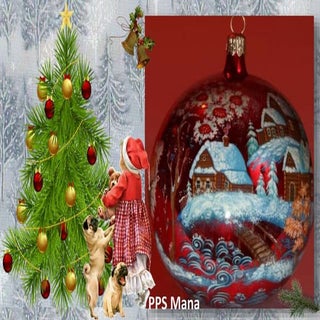 Painted Christmas Tree Glass globe,...