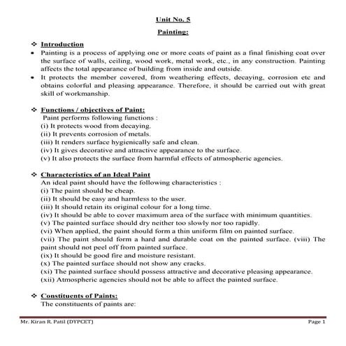 Painting and types of paints used in Construction