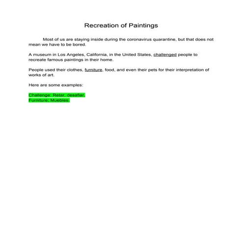 Painting recreations